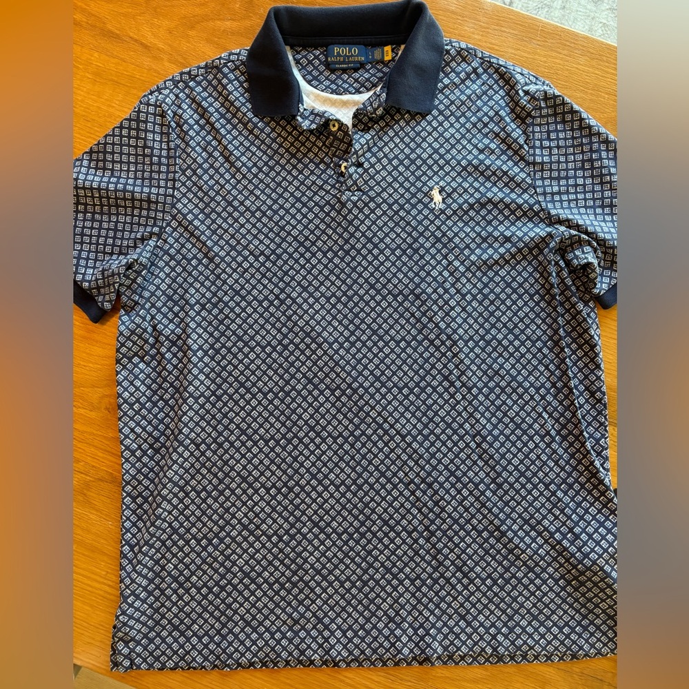Ralph Lauren Navy Geometric Polo Shirt
